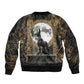 Anput Jackal Mask Bomber Jacket with Full Moon Egyptian Afterlife Symbolism