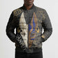 Anput Jackal Mask Bomber Puffer Jacket with Full Moon Egyptian Afterlife Symbolism
