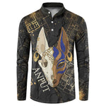 Anput Jackal Mask Button Sweatshirt with Full Moon Egyptian Afterlife Symbolism
