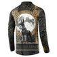 Anput Jackal Mask Button Sweatshirt with Full Moon Egyptian Afterlife Symbolism