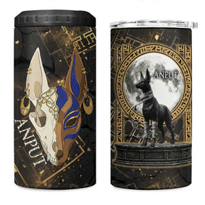 Anput Jackal Mask 4 in 1 Can Cooler Tumbler with Full Moon Egyptian Afterlife Symbolism