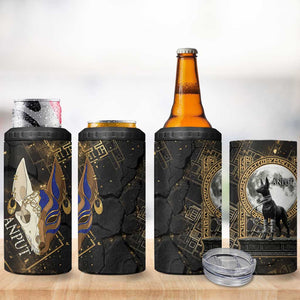 Anput Jackal Mask 4 in 1 Can Cooler Tumbler with Full Moon Egyptian Afterlife Symbolism