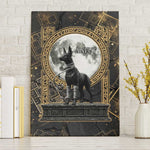 Anput Jackal Mask Canvas Wall Art with Full Moon Egyptian Afterlife Symbolism