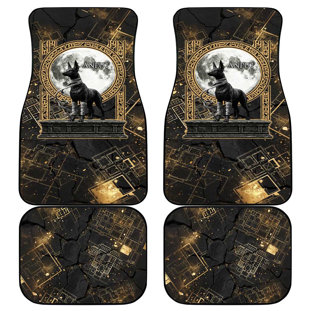 Anput Jackal Mask Car Mats with Full Moon Egyptian Afterlife Symbolism