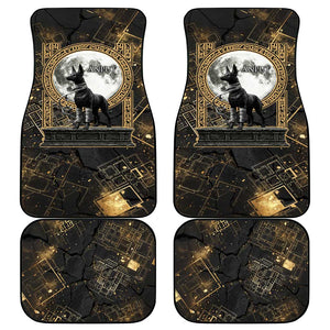 Anput Jackal Mask Car Mats with Full Moon Egyptian Afterlife Symbolism