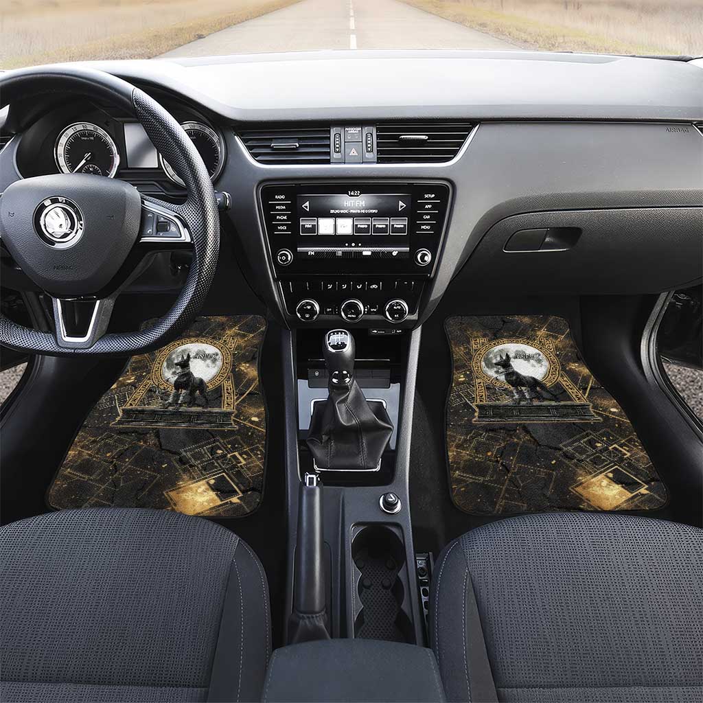 Anput Jackal Mask Car Mats with Full Moon Egyptian Afterlife Symbolism