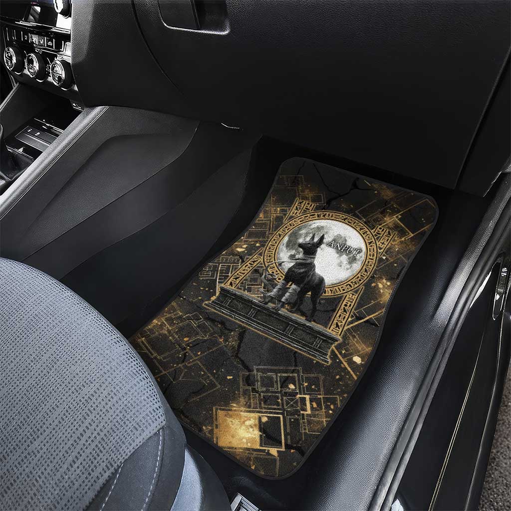 Anput Jackal Mask Car Mats with Full Moon Egyptian Afterlife Symbolism