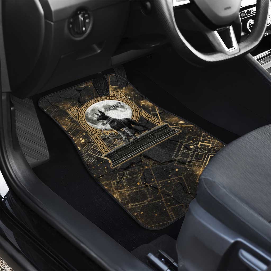 Anput Jackal Mask Car Mats with Full Moon Egyptian Afterlife Symbolism