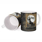 Anput Jackal Mask Ceramic Mug with Full Moon Egyptian Afterlife Symbolism