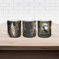 Anput Jackal Mask Ceramic Mug with Full Moon Egyptian Afterlife Symbolism