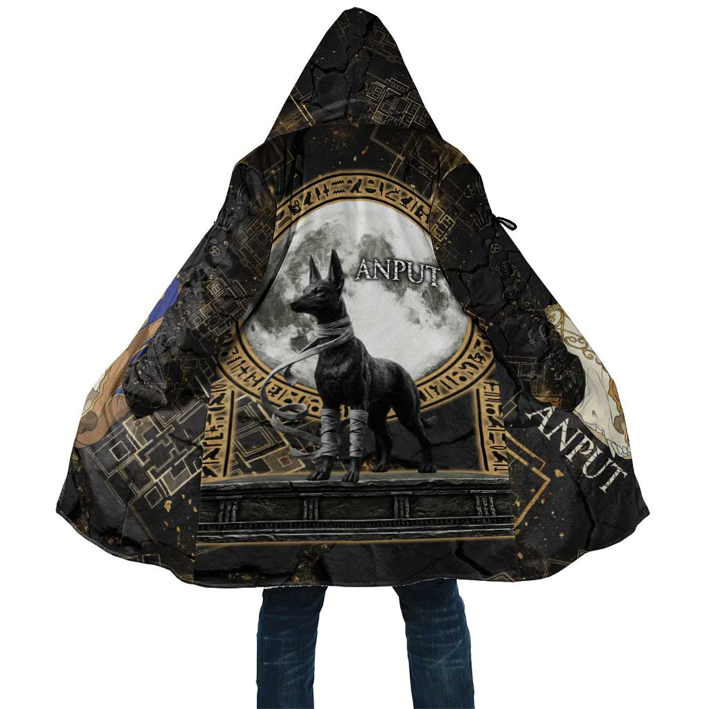 Anput Jackal Mask Cloak with Full Moon Egyptian Afterlife Symbolism