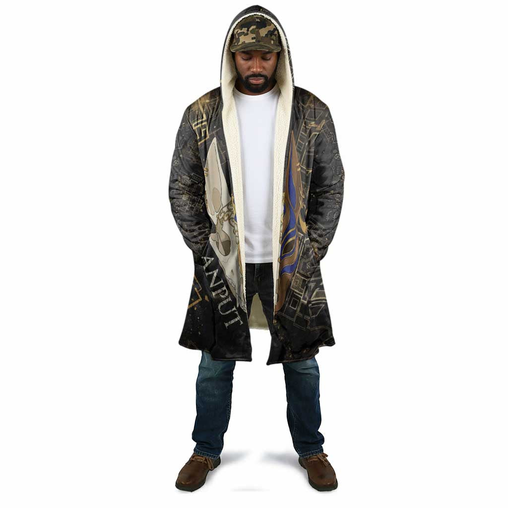 Anput Jackal Mask Cloak with Full Moon Egyptian Afterlife Symbolism