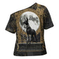 Anput Jackal Mask Cross Shoulder Shirt with Full Moon Egyptian Afterlife Symbolism