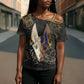 Anput Jackal Mask Cross Shoulder Shirt with Full Moon Egyptian Afterlife Symbolism