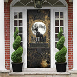 Anput Jackal Mask Door Cover with Full Moon Egyptian Afterlife Symbolism