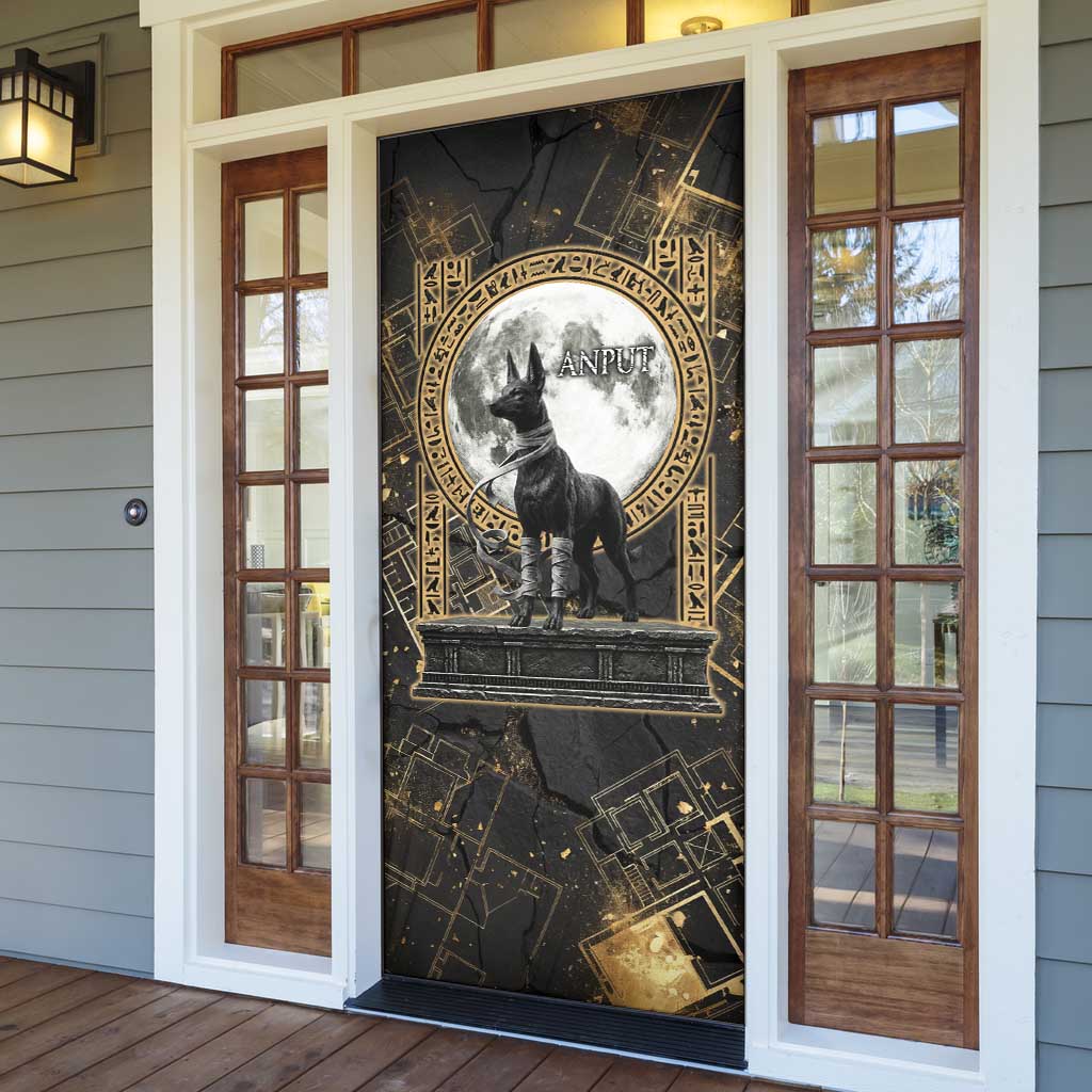 Anput Jackal Mask Door Cover with Full Moon Egyptian Afterlife Symbolism