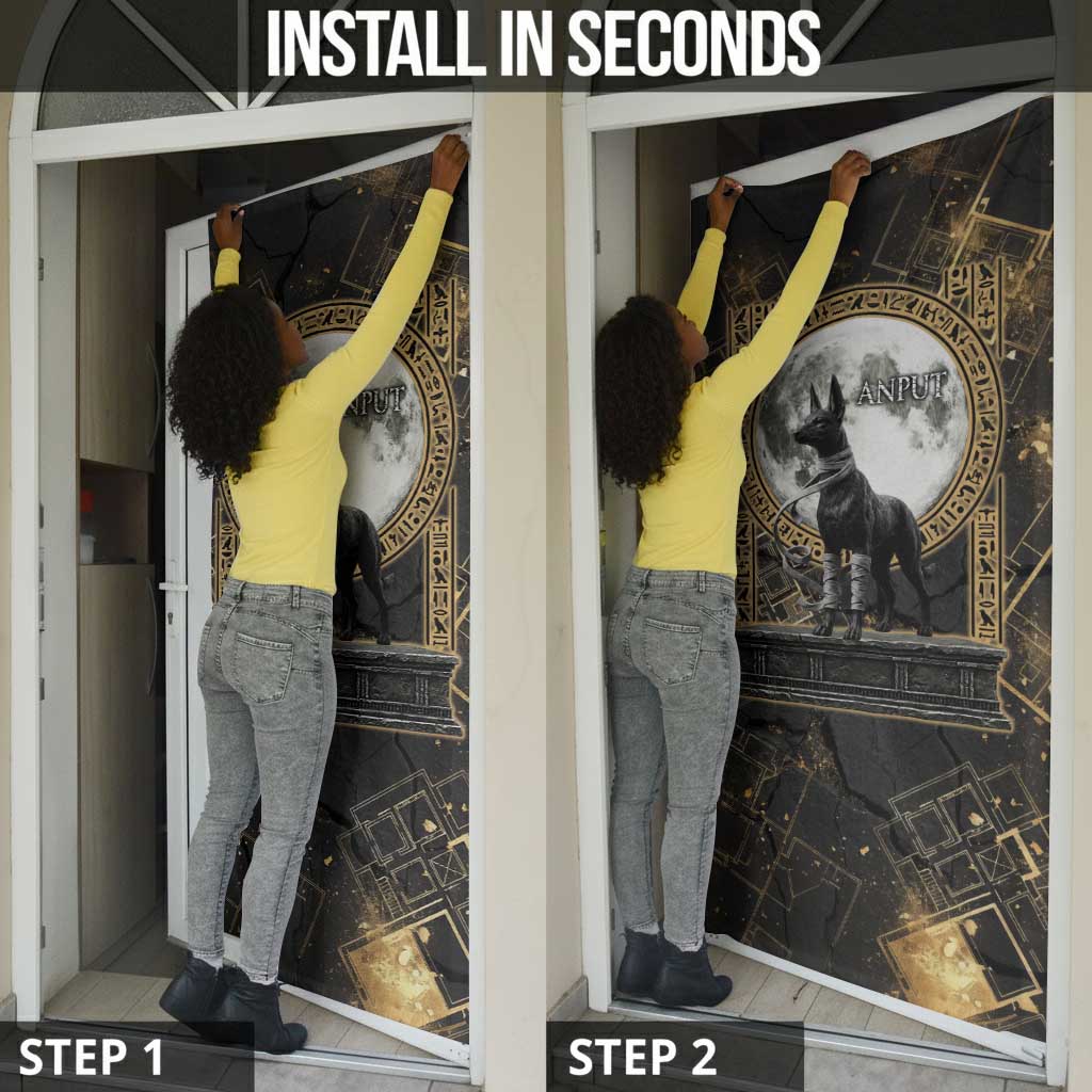 Anput Jackal Mask Door Cover with Full Moon Egyptian Afterlife Symbolism