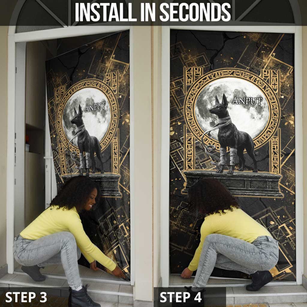 Anput Jackal Mask Door Cover with Full Moon Egyptian Afterlife Symbolism