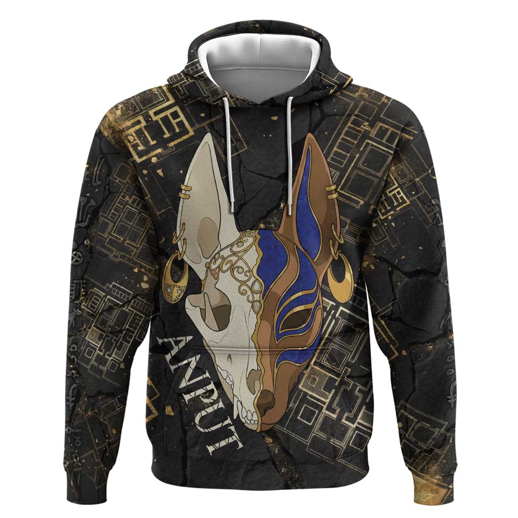 Anput Jackal Mask Hoodie with Full Moon Egyptian Afterlife Symbolism