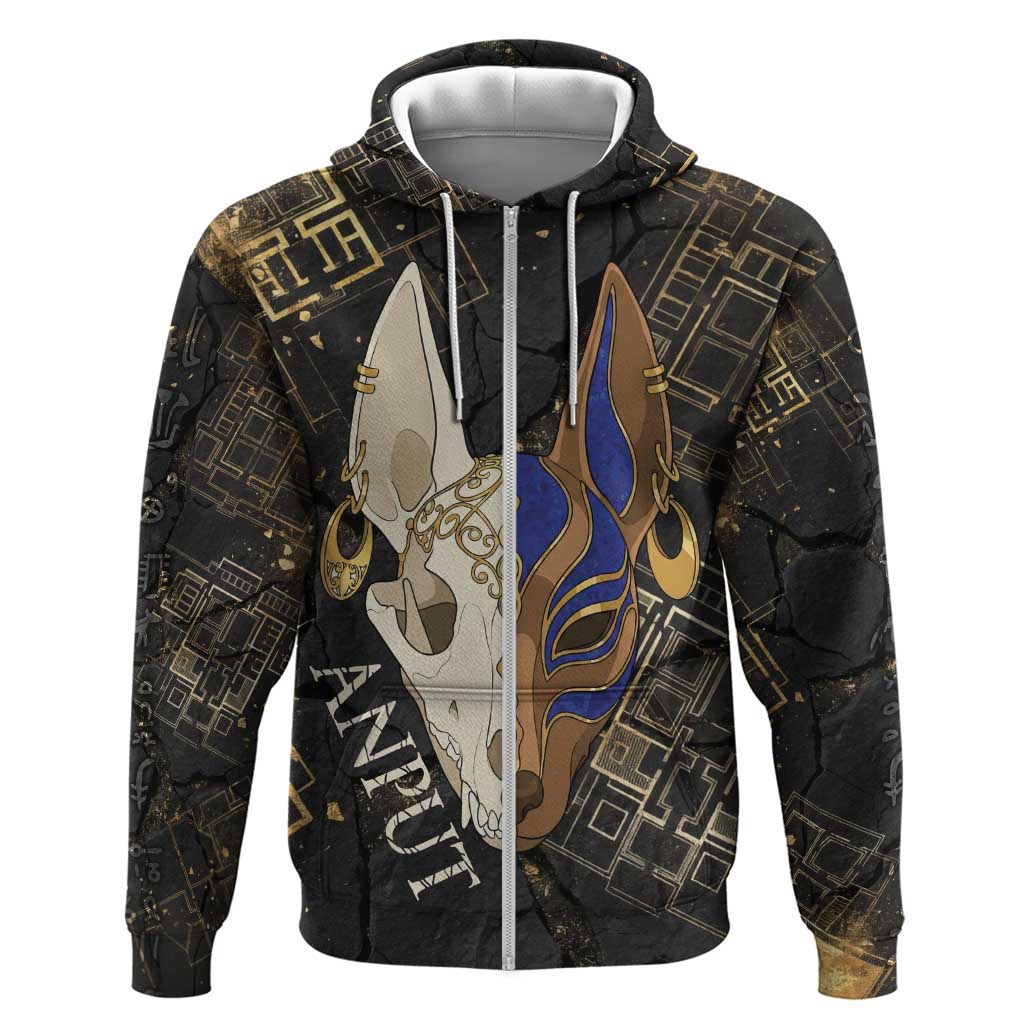 Anput Jackal Mask Hoodie with Full Moon Egyptian Afterlife Symbolism