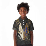 Anput Jackal Mask Kid Polo Shirt with Full Moon Egyptian Afterlife Symbolism