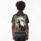 Anput Jackal Mask Kid Polo Shirt with Full Moon Egyptian Afterlife Symbolism