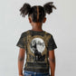 Anput Jackal Mask Kid T shirt with Full Moon Egyptian Afterlife Symbolism