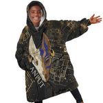 Anput Jackal Mask Kid Wearable Blanket Hoodie with Full Moon Egyptian Afterlife Symbolism