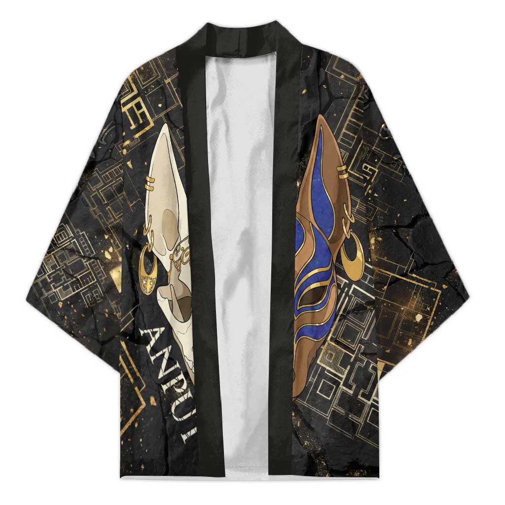 Anput Jackal Mask Kimono with Full Moon Egyptian Afterlife Symbolism