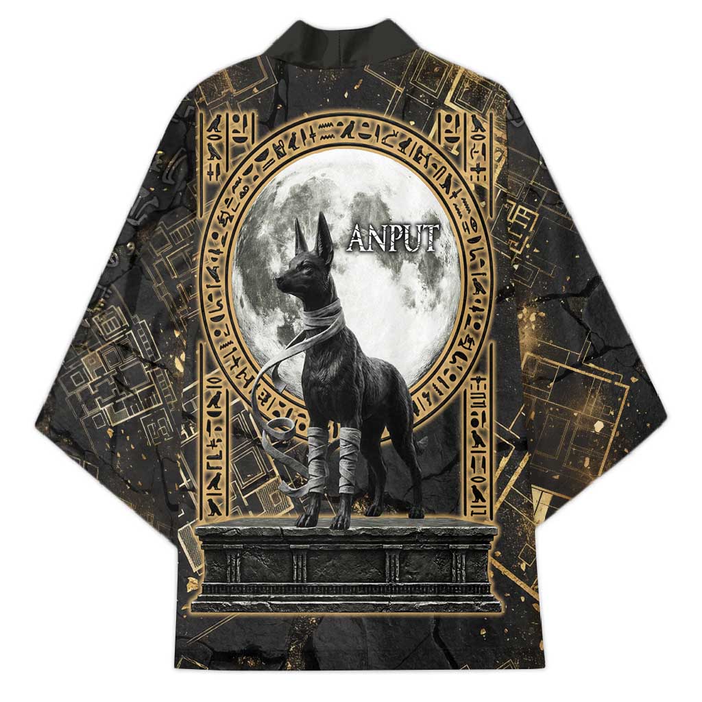 Anput Jackal Mask Kimono with Full Moon Egyptian Afterlife Symbolism