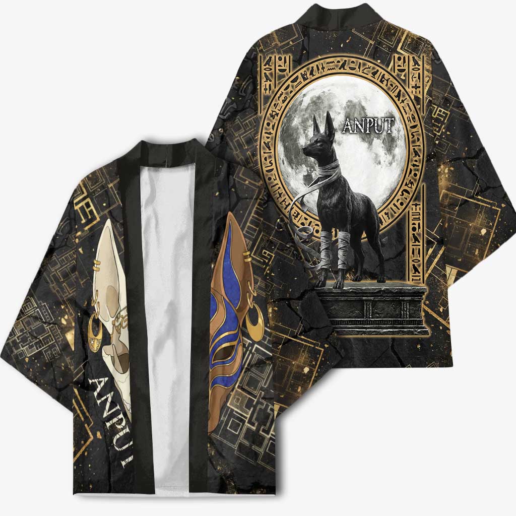 Anput Jackal Mask Kimono with Full Moon Egyptian Afterlife Symbolism