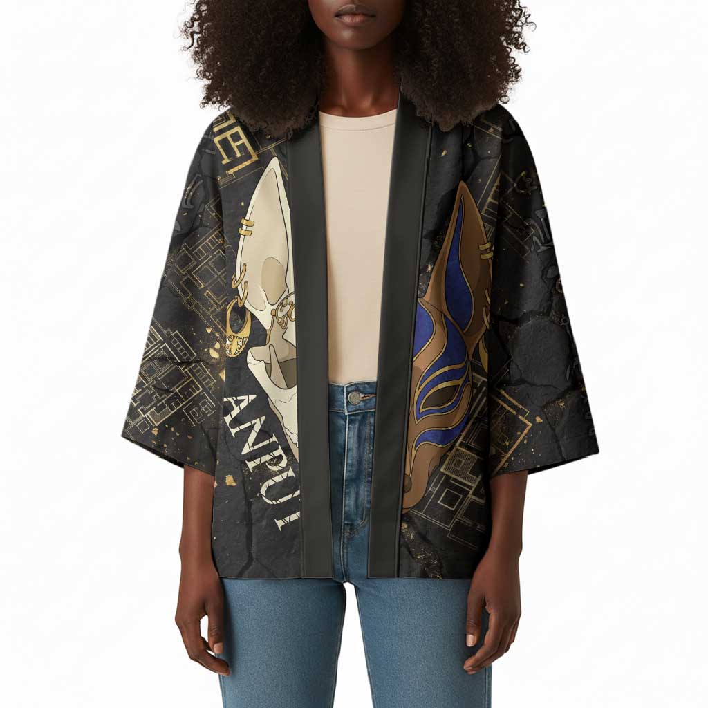 Anput Jackal Mask Kimono with Full Moon Egyptian Afterlife Symbolism