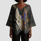 Anput Jackal Mask Kimono Sleeve Blouse with Full Moon Egyptian Afterlife Symbolism