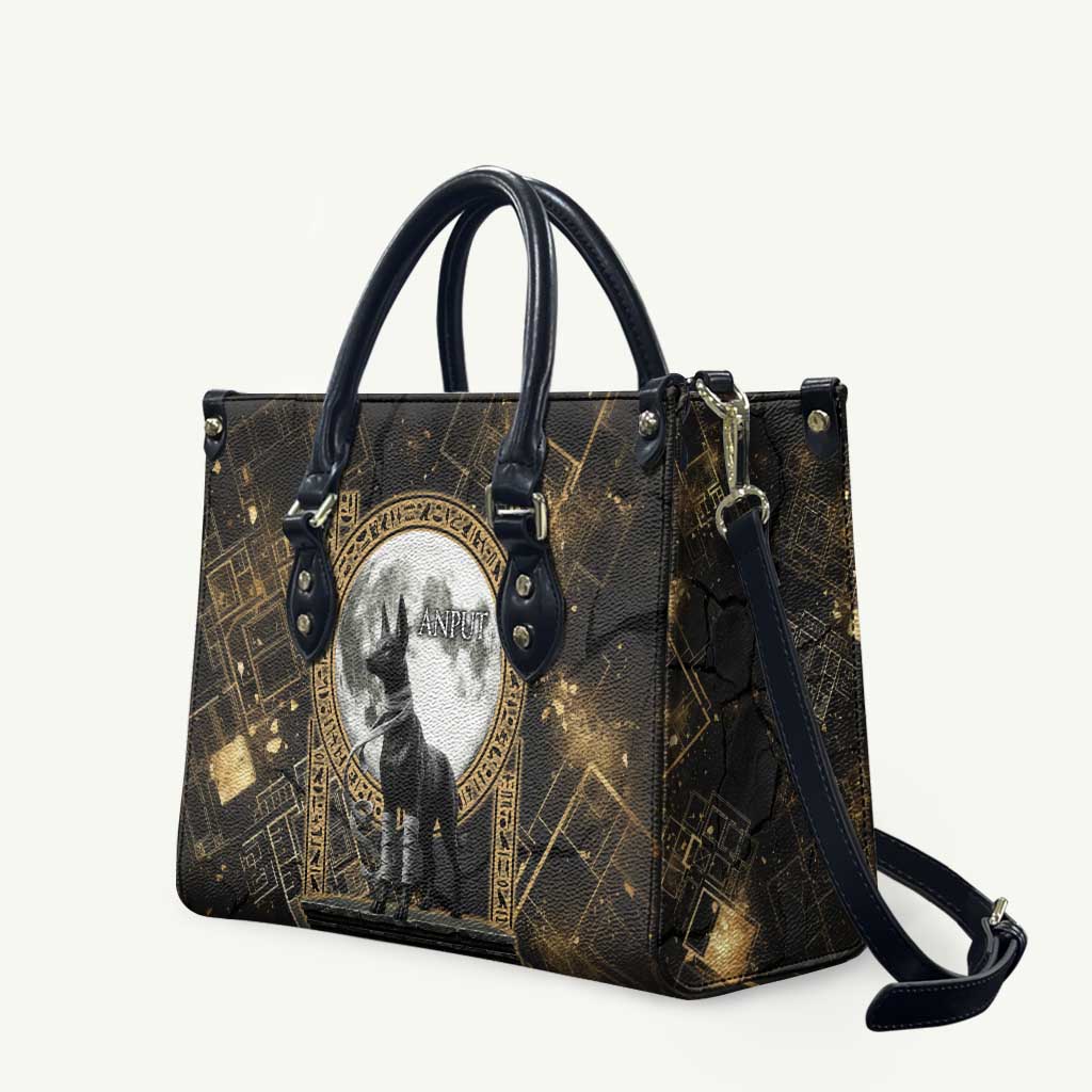 Anput Jackal Mask Leather Bag with Full Moon Egyptian Afterlife Symbolism