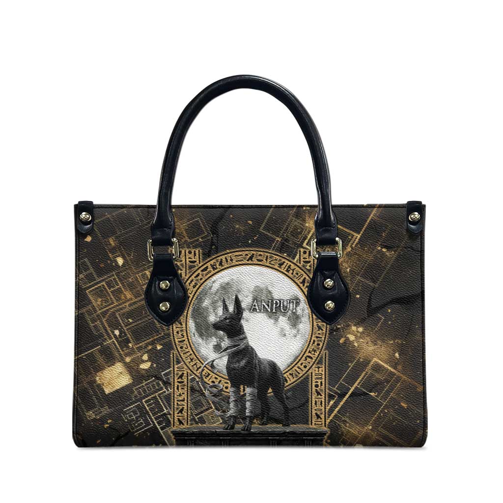 Anput Jackal Mask Leather Bag with Full Moon Egyptian Afterlife Symbolism