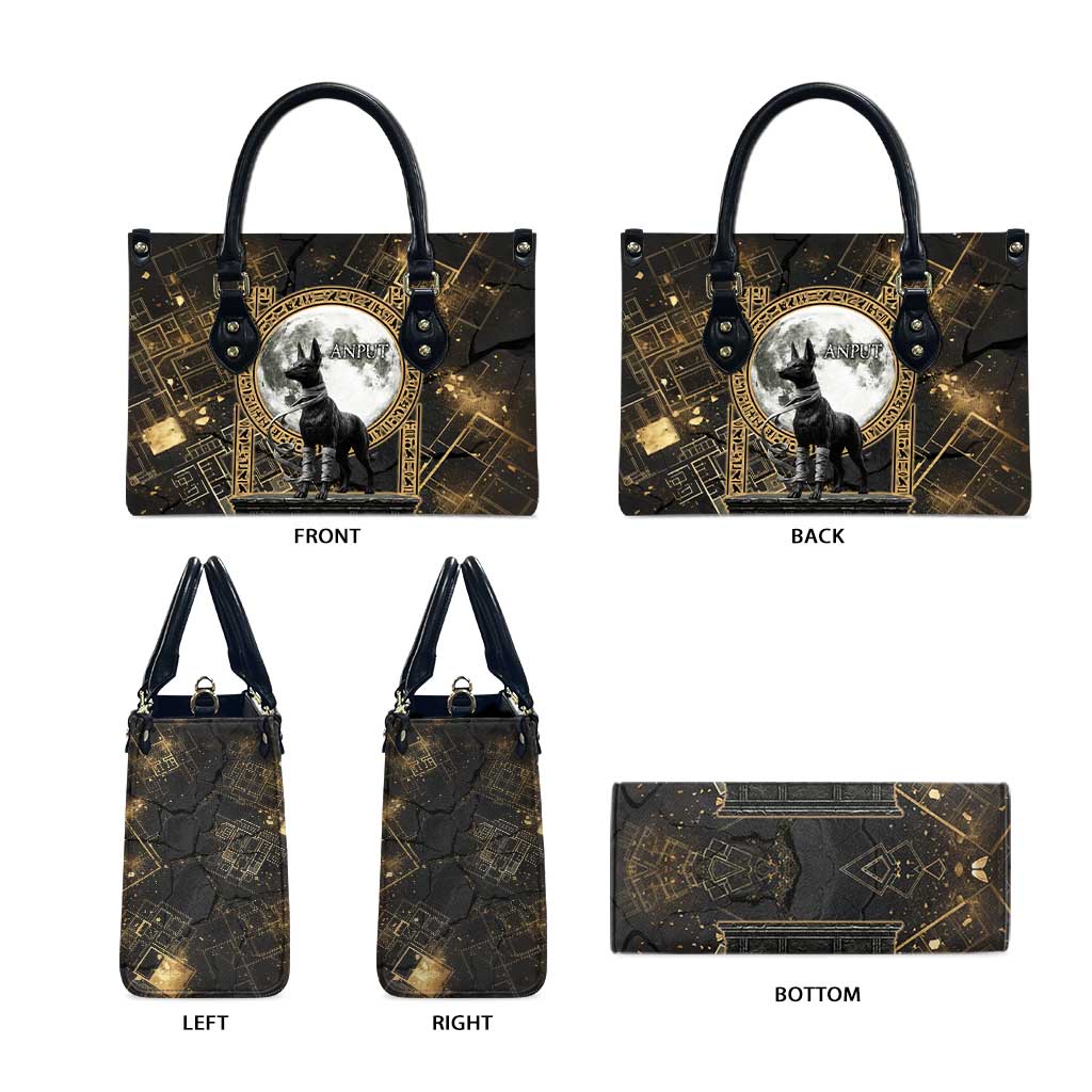 Anput Jackal Mask Leather Bag with Full Moon Egyptian Afterlife Symbolism