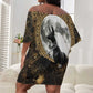 Anput Jackal Mask Off Shoulder Short Dress with Full Moon Egyptian Afterlife Symbolism