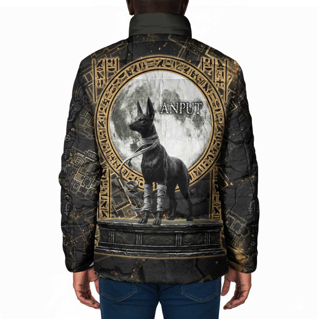 Anput Jackal Mask Padded Jacket with Full Moon Egyptian Afterlife Symbolism