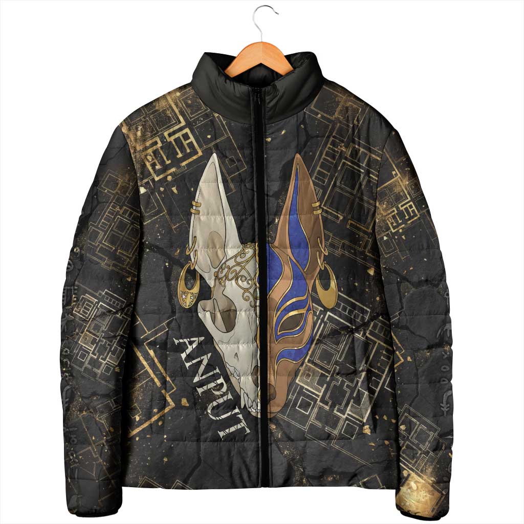 Anput Jackal Mask Padded Jacket with Full Moon Egyptian Afterlife Symbolism