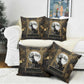 Anput Jackal Mask Pillow Cover with Full Moon Egyptian Afterlife Symbolism
