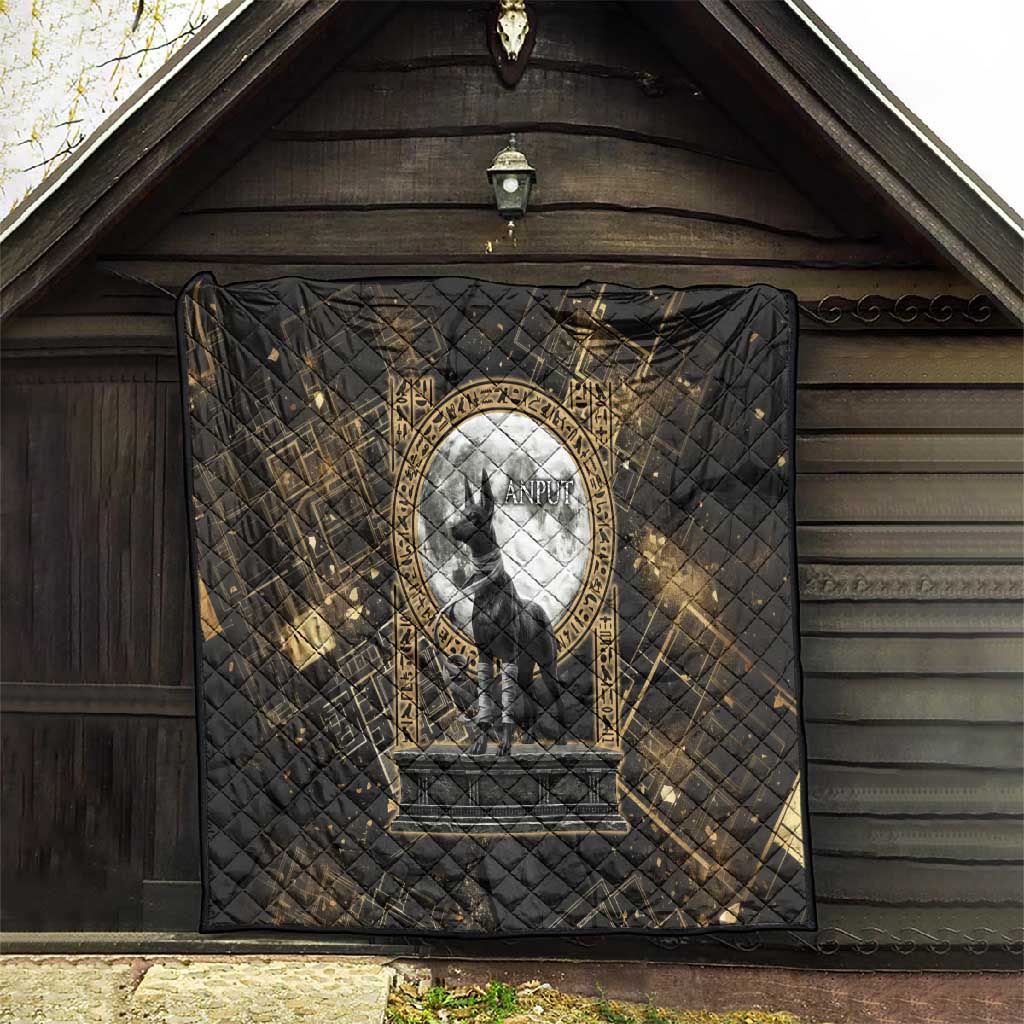 Anput Jackal Mask Quilt with Full Moon Egyptian Afterlife Symbolism