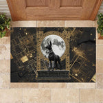 Anput Jackal Mask Rubber Doormat with Full Moon Egyptian Afterlife Symbolism