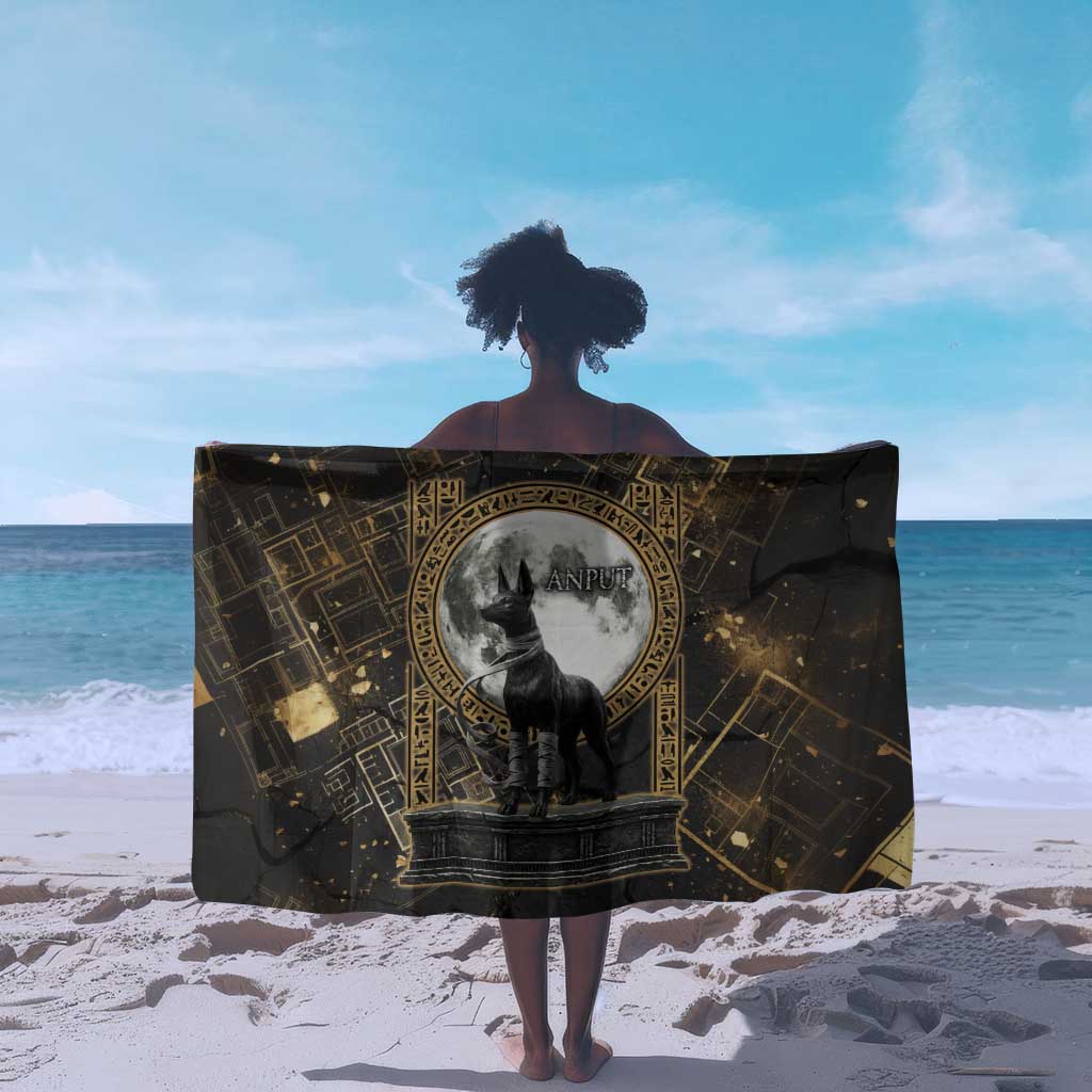 Anput Jackal Mask Sarong with Full Moon Egyptian Afterlife Symbolism
