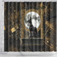 Anput Jackal Mask Shower Curtain with Full Moon Egyptian Afterlife Symbolism