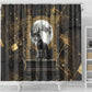 Anput Jackal Mask Shower Curtain with Full Moon Egyptian Afterlife Symbolism