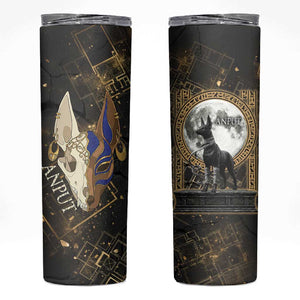 Anput Jackal Mask Skinny Tumbler with Full Moon Egyptian Afterlife Symbolism