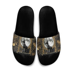 Anput Jackal Mask Slide Sandals with Full Moon Egyptian Afterlife Symbolism