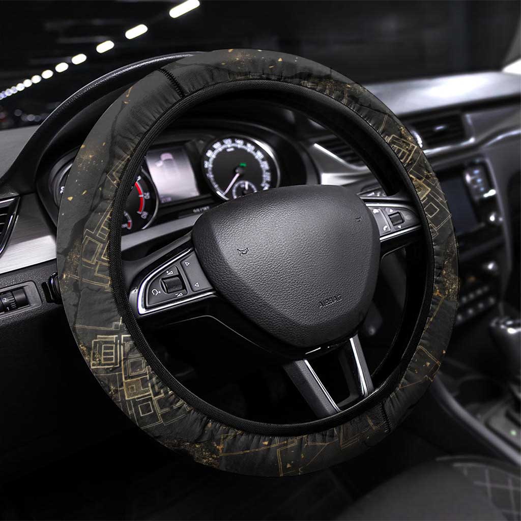 Anput Jackal Mask Steering Wheel Cover with Full Moon Egyptian Afterlife Symbolism