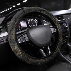 Anput Jackal Mask Steering Wheel Cover with Full Moon Egyptian Afterlife Symbolism