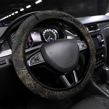 Anput Jackal Mask Steering Wheel Cover with Full Moon Egyptian Afterlife Symbolism